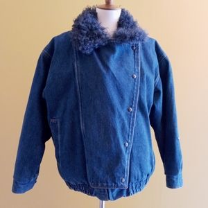 Sold Rare Vintage denim lined faux shearling